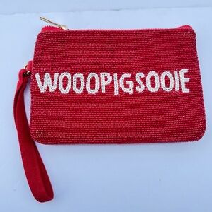 Capri Designs Red Beaded Clutch with Wristlet